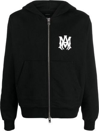 Amiri logo-print zip-up hoodie - men - Cotton/Viscose - XXXL - Black