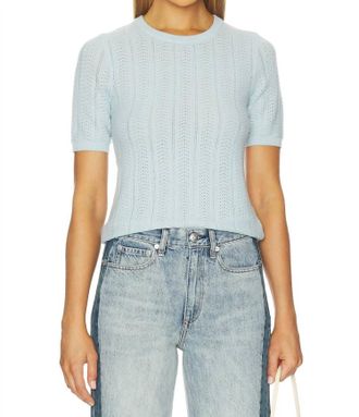 Rag & Bone Francesca Short Sleeve Sweater In Sky Blue