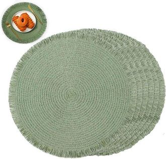 OEM 6 Piezas, Manteles Individuales Redondos Tejidos, Manteles Individuales Aislantes Con Borlas, Manteles Individuales Antideslizantes