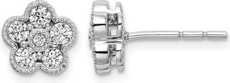 Diamond2Deal 14k Gold 1/2 ct Lab Grown Diamond Floral Stud Earrings VS Clarity, D-E Color