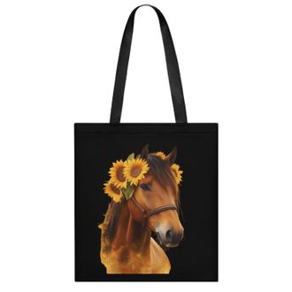 Generic Horse Sunflowers Womens Tote Casual Shopping Bag Lightweight Shoulder Bags Hobos Handbag for Work Travel Daily 35x40cm