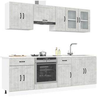 vidaXL Vidaxl - Set Mobili da Cucina 8 pz Kalmar Grigio Cemento in Truciolato