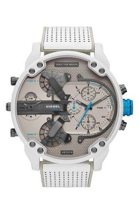 Diesel Mr. Daddy 2.0 Chronograph Quartz Nylon Strap Watch, 57mm in White at Nordstrom Rack