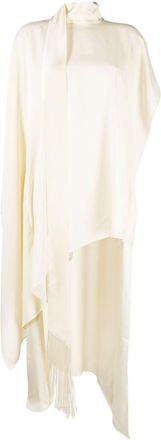 Taller Marmo attached-scarf asymmetric kaftan dress - women - Viscose/Acetate - OS - Neutrals