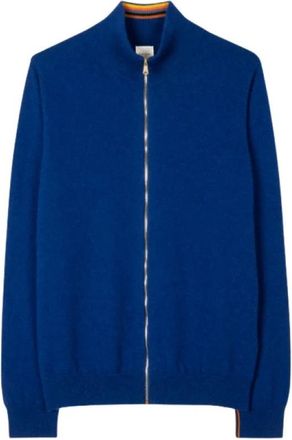 Paul Smith Blauwe Kasjmier Funnel Neck Vest - Heren - Cashmere truien - Blauw - L - Kasjmier - Truien & Vesten