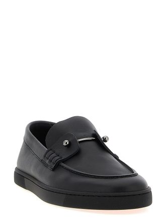 Christian Louboutin Mens Black Calfskin Slip-On Loafers