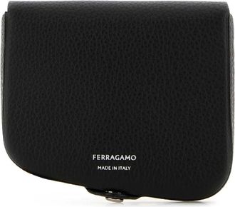Ferragamo Zwartleren portemonnee voor muntgeld - Heren - Portefeuilles - Zwart - ONE Size - Leer - Accessoires