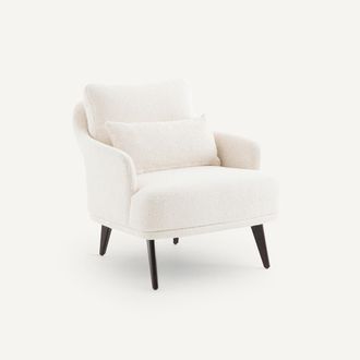 AM.PM Fauteuil in getint notenhout en getextureerde stof, Classico