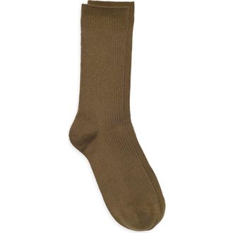 Nordstrom Casual Rib Crew Socks in Olive Dark at Nordstrom, Size Regular