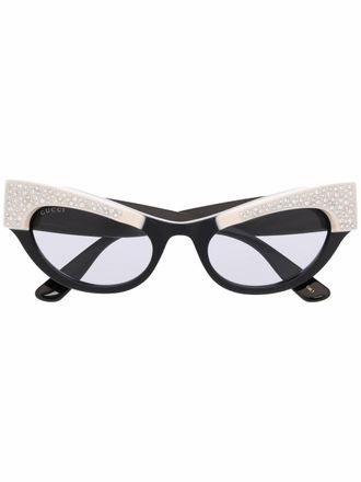 Gucci crystal-embellished cat-eye sunglasses - Black