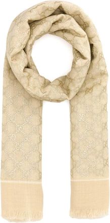Gucci Beige Embroidered Foulard Scarf