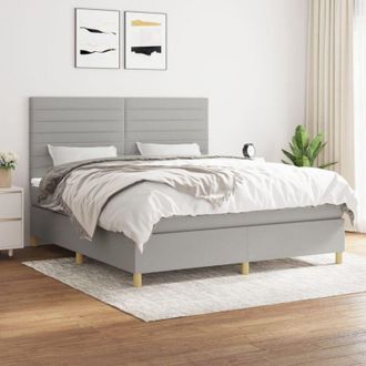 vidaXL Vidaxl - Cama Box Spring Con Colch&oacute;n Tela Gris Claro 180x200 Cm
