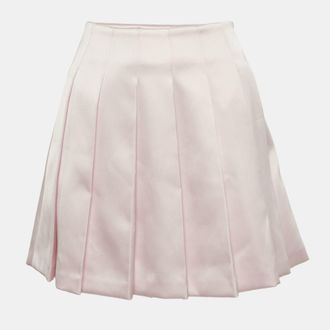 Self Portrait Pink Satin Pleated Mini Skirt