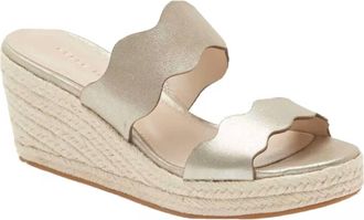 Pelle Moda Womens Krew Wedge Sandals In Platinum Gold Metallic Suede