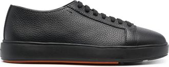 Santoni Black Leather Classic Sneakers