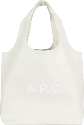 A.P.C. Ecru Tote Ninon Front Logo Polyurethane Tote Bag