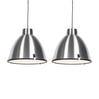 QAZQA Industrial Set De 2 L&aacute;mparas Colgantes De Aluminio 38 Cm Regulables - Anteros /vidrio /cuerda Redonda Adecuado Para Led Max. 1 X 60 Watt - Qazqa
