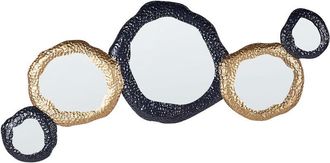 Beliani Espejo de pared de metal decorativo estilo glamuroso 109 x 44 cm en color negro y dorado Charny