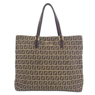 Fendi Zucchino Brown Canvas Tote Bag (Pre-Owned)