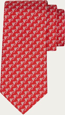 Ferragamo Uomo Cravatta in seta stampa Gufo Rosso