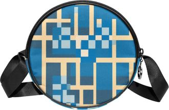 Generic Circle Crossbody Bag for Women, Retro Plaid Small Sling Bag Daypack with Zipper Adjustable Shoulder Straps Casual Ladies Girls Round Purse