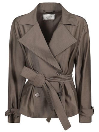 PESERICO Technical Fabric Coat With Wide Notched Collar And Details