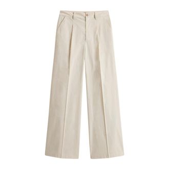 Woolrich Broeken, Dames, Beige, W29, Katoen, Wijde Chino Broek