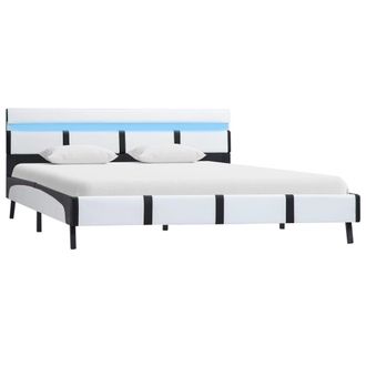 vidaXL Vidaxl - Estructura De Cama Con Led Sin Colch&oacute;n Cuero Blanco 140x200 Cm