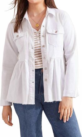 Tribal Pax Peplum Denim Jacket In White