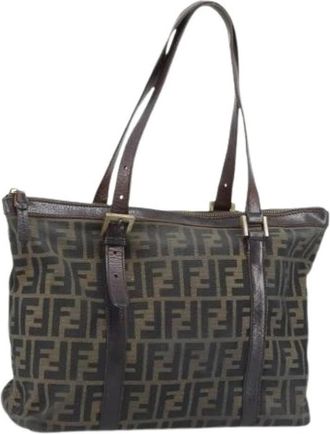 Fendi Pre-owned Vintage Zucca Canvas Tote Bag - Dames - Vintage Shopper - Bruin - ONE Size - Leer - Vintage