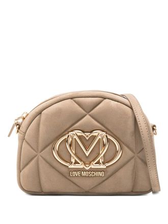 Love Moschino quilted logo-plaque cross body bag - Brown
