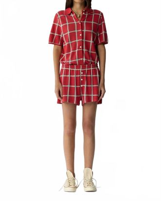Guest In Residence Picnic Plaid Shirt In Scarlet Combo