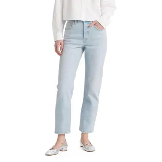 Levi's 501 Jeans Womens Light Indigo Denim Cropped Straight Leg PALL555