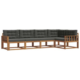 vidaXL Conjunto De Sof&aacute;s De Exterior 5 Pcs Natural Y Antracita Vidaxl