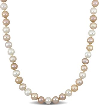 Amour 8-8.5mm Multi-colored Cultured Freshwater Pearl Graduated Necklace In Sterling Silver, 18 In