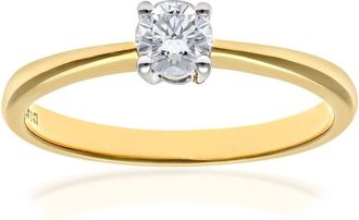 Jewelco London 18ct Gold Round 1/4ct Diamond 4 Claw Solitaire Engagement Ring - PR0AXL4305Y18JPK