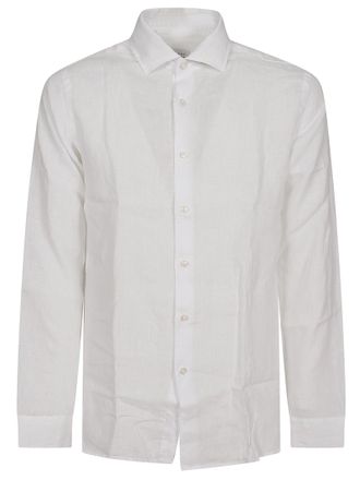 Xacus Linen Long-Sleeve Shirt With Traditional Collar And Buttoned Cuffs