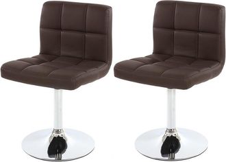 Hhg Hhg - Nunca Usado] Lote De 2 Sillas De Comedor Silla Giratoria Silla Kavala Imitaci&oacute;n Cuero Cromo, Marr&oacute;n