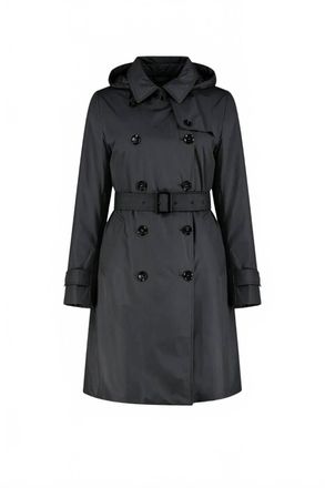 Moorer Womens Hooded Trench Coat In Nero