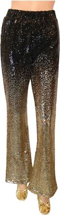 Generic Women Sequin Flared Trousers Sparkly Glitter High Waisted Wide Leg Pants Shiny Bling Bell Bottom Party Clubwear Sequin Flare Pants Glitter Dance Pant 
