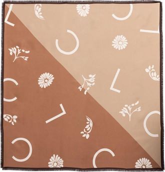 Luisa Cerano Grote Zijden Sjaal met Bloemendruk en LC Details - Dames - Zijden sjaals - Veelkleurig - ONE Size - Accessoires