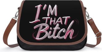 Generic Im That Bitch Womens Crossbody Bag Fashion Shoulder Handbags Message Tote Bag with Adjustable Strap