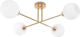 OEM L&aacute;mpara De Techo Asturia Oro 4 Pantallas Planas Blancas E27