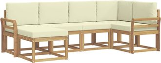 vidaXL Conjunto De Sof&aacute;s De Exterior 6 Uds. Blanco Y Crema Poli&eacute;ster Vidaxl