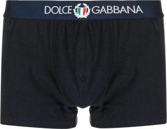 Dolce & Gabbana Navy Crest Boxer Shorts - Heren - Onderbroek - Blauw - S - Ondergoed