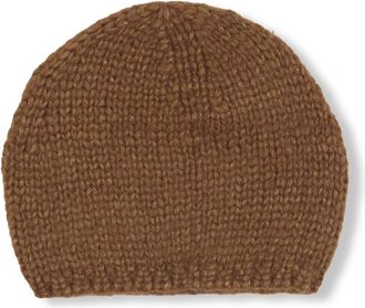 Cortana Gebreide muts van baby alpaca en zijde - Dames - Hoeden - Bruin - M - Wol - Accessoires