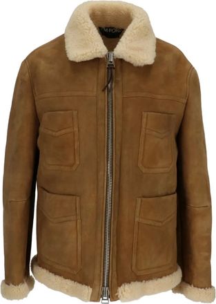 Tom Ford Giacca con colletto in shearling - Marrone