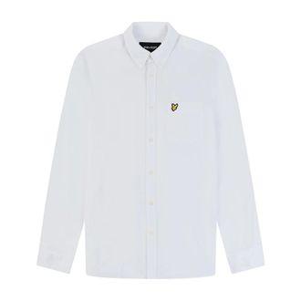 Lyle & Scott LS Geweven Overhemden Katoen Linnen Knoop Omlaag Overhemd - Heren - Zakelijke Overhemden - Wit - XL - Katoen - Overhemden