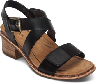 Aetrex Womens Kristin Adjustable Cross Strap Low Heel Sandals In Black