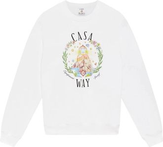 Casablanca The Way Katoenen Sweater - Heren - Sweatshirts - Wit - M - Katoen - Hoodies & sweatvesten